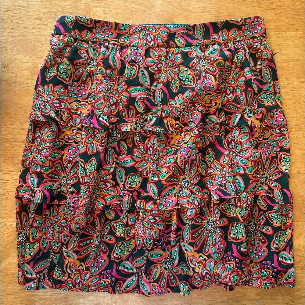 J. Crew Vibrant Floral Mini Skirt - Black, Pink, Green